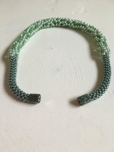 Beautiful hand-crafted necklace in forest jade - with strong magnetic clasp