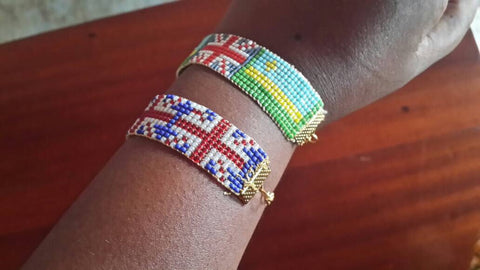 Beaded union flag bracelet